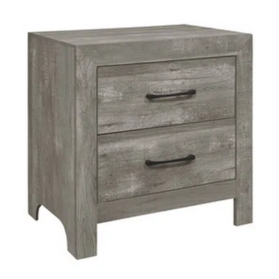 Hivvago Adia 24 Inch Classic 2 Drawer Nightstand, Metal Handles, Rustic Gray Finish