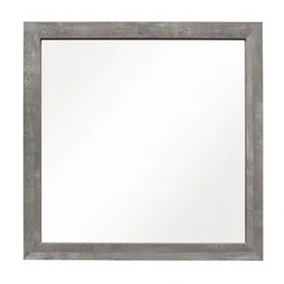 Hivvago Adia 40 Inch Modern Accent Mirror, Sleek Textured Frame, Rustic Gray Veneer