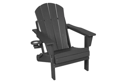 Hivvago Adirondack Chair With Dual Cup Holders In Black