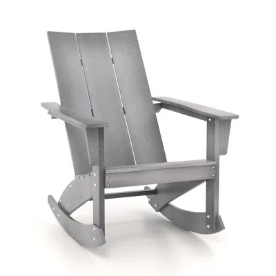 Hivvago Adirondack Rocking Chair With Curved Back For Balcony-gray