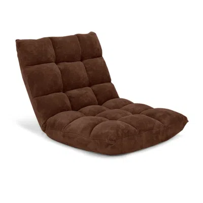 Hivvago Adjustable 14-position Cushioned Floor Chair-coffee In Brown
