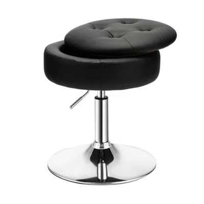 Hivvago Adjustable 360â° Swivel Storage Vanity Stool With Removable Tray-black