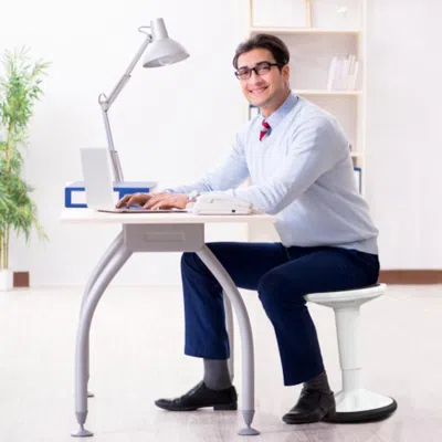 Hivvago Adjustable Active Learning Stool Sitting Home Office Wobble Chair With Cushion Seat-white