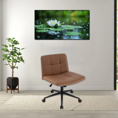 Hivvago Adjustable Armless Office Chair With Rolling Base For Home In Brown