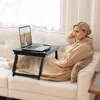 Hivvago Adjustable Bamboo Laptop Desk With Tilting Top And Drawer-brown