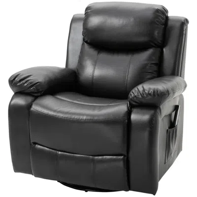 Hivvago Adjustable Black Faux Leather Remote Massage Recliner Chair W/ Footrest
