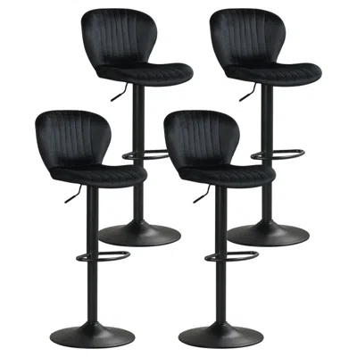 Hivvago Adjustable Counter Height Chairs Set Of 4 With Velvet Upholstered Backrests