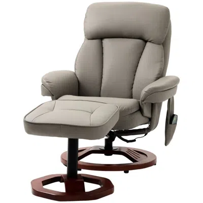 Hivvago Adjustable Grey Brown Faux Leather Electric Remote Massage Recliner Chair W/ Ottoman In Gray