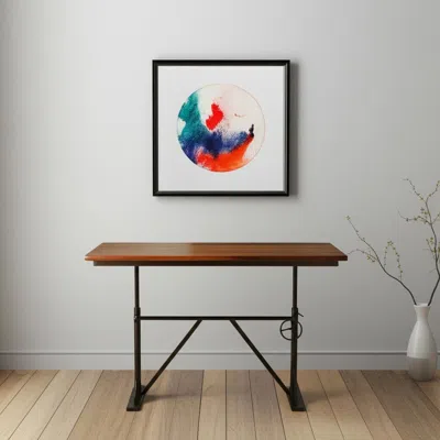 Hivvago Adjustable Height Brown And Black Solid Wood And Iron Writing Desk In Multi