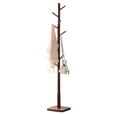 Hivvago Adjustable Height Mid-century Modern Style Coat Rack In Walnut Wood Finish In Brown