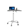 Hivvago Adjustable Height Transparent Tempered Glass Table Desk Table With Lockable Wheels - Transparent