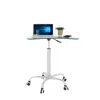 Hivvago Adjustable Height Transparent Tempered Glass Table Desk Table With Lockable Wheels - Transparent