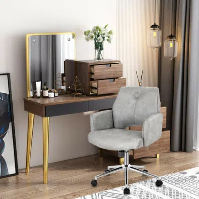 Hivvago Adjustable Hollow Mid Back Leisure Office Chair With Armrest-gray