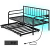 Hivvago Adjustable Metal Twin Size Daybed With Charging Station And Led Light