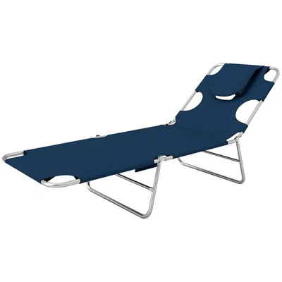 Hivvago Adjustable Outdoor Chaise Lounge Chair With Pillow In Blue