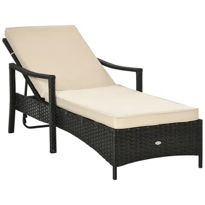 Hivvago Adjustable Outdoor Lounge Chair With Cushions For Patio In Black