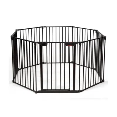 Hivvago Adjustable Panel Baby Safe Metal Gate Play Yard-black In Blue