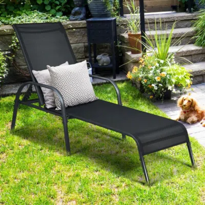 Hivvago Adjustable Patio Chaise Folding Lounge Chair With Backrest-black