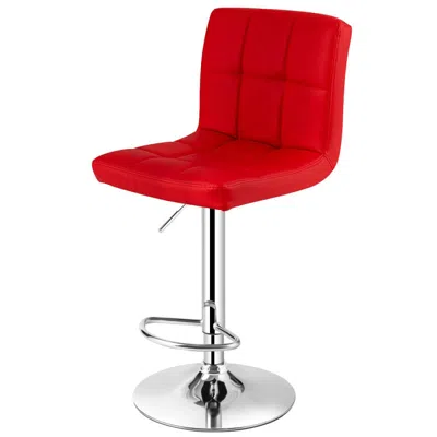 Hivvago Adjustable Swivel Bar Stool With Pu Leather-red In Blue