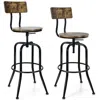Hivvago Adjustable Swivel Counter-height Stool With Arc-shaped Backrest-rustic Brown