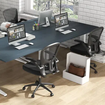 Hivvago Adjustable Swivel Mesh Task Office Chair With Flip-up Armrests-black