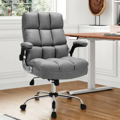 Hivvago Adjustable Swivel Office Chair With High Back And Flip-up Arm For Home And Office-gray