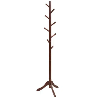 Hivvago Adjustable Wooden Tree Coat Rack With 8 Hooks-brown