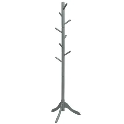 HIVVAGO ADJUSTABLE WOODEN TREE COAT RACK WITH 8 HOOKS-GRAY