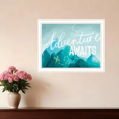 Hivvago Adventure Awaits White Framed Print Wall Art In Blue