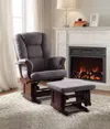 Hivvago Aeron Glider Chair & Ottoman, 2 Piece Pack Gray & Brown In Gray