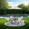 Hivvago Ainy 6pc Patio Dining Table Set, 4 Folding Chairs And Umbrella, Beige In Neutral