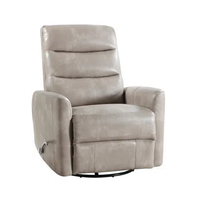 Hivvago Aki Swivel Manual Recliner Chair, Adjustable Rest, Gray Faux Leather In Neutral