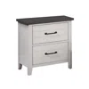Hivvago Akira 24 Inch Nightstand, 2 Drawers, White Solid Wood Frame And Gray Top In Gray
