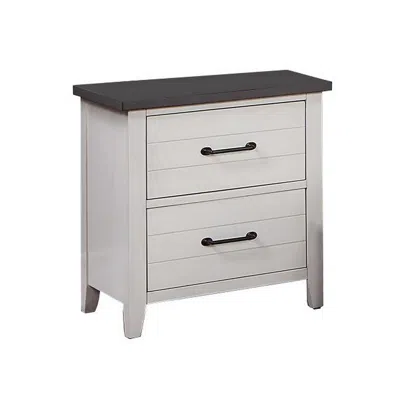 Hivvago Akira 24 Inch Nightstand, 2 Drawers, White Solid Wood Frame And Gray Top