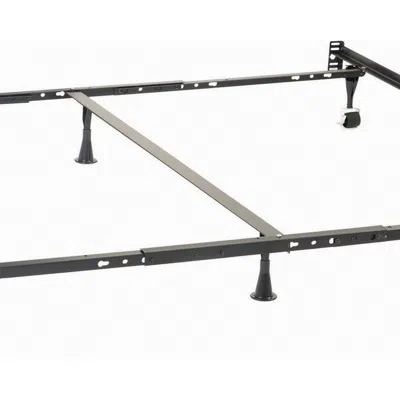 Hivvago Akz Multisize Bed Frame For Q, K, Ck, Six Metal Legs, Rolling Caster Wheels In Black