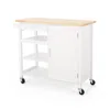 Hivvago Alex Rolling Kitchen Island Bar Cart With Shelves, Brown Wood, White In White
