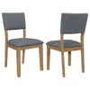 Hivvago Alia 22 Inch Dining Chair, Set Of 2, Fabric Cushioned, Asian Hardwood In Gray