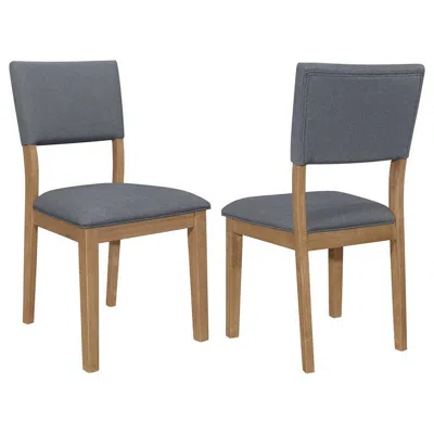 Hivvago Alia 22 Inch Dining Chair, Set Of 2, Fabric Cushioned, Asian Hardwood In Gray
