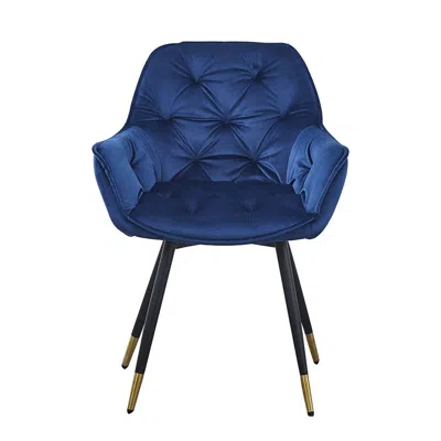 Hivvago Alix 25 Inch Modern Dining Chair, Button Tufted, Set Of 2, Blue, Black