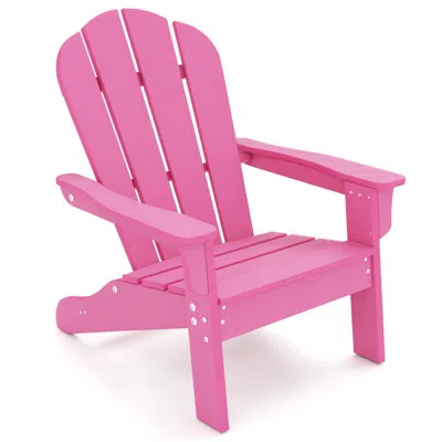 Hivvago All-weather Hdpe Kid's Adirondack Chair With With High Backrest And Armrests In Pink