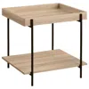 Hivvago Allen Side End Table, Tray Top, Shelf 23 Inch Brown Wood, Black Metal In Brown