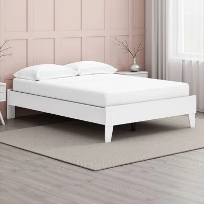Hivvago Alli Full Size Platform Bed, Modern Matte White Wood, Low Profile Legs