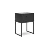Hivvago Alli Nightstand, 1 Drawer, Matte Black Wood, Metal Base, 26 Inch In Black