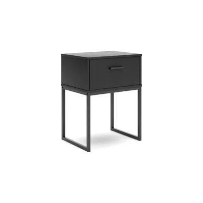 Hivvago Alli Nightstand, 1 Drawer, Matte Black Wood, Metal Base, 26 Inch