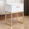 Hivvago Alli Nightstand, 1 Drawer, Matte White Wood, Gold Metal Legs, 26 Inch In White