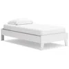 Hivvago Alli Twin Size Platform Bed, Modern Matte White Wood, Low Profile Legs In White
