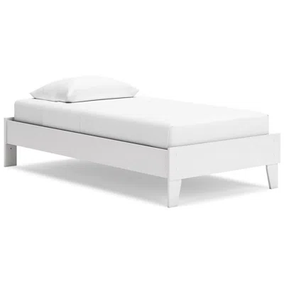 Hivvago Alli Twin Size Platform Bed, Modern Matte White Wood, Low Profile Legs