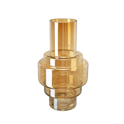 Hivvago Alma 14 Inch Modern Vase, Geometric Design, Amber Luster Glass Frame