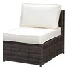 Hivvago Aluminum Frame Patio Side Chair With Cushioned Seating, Ivory & Espresso Brown