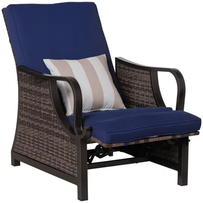 Hivvago Aluminum Frame Wicker Patio Recliner In Multi